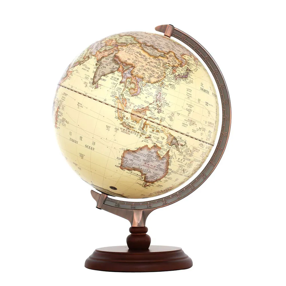 【SkyGlobe 】12吋古典仿古木質地球儀(中英文對照)(附燈) 歷史價格詳細信息