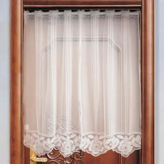 【Lassley蕾絲妮】門簾紗-方格花135X32cm-三色可選(藍/橘/綠) 歷史價格詳細信息