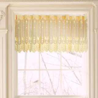 【Lassley蕾絲妮】門簾紗-方格花135X32cm-三色可選(藍/橘/綠) 歷史價格詳細信息