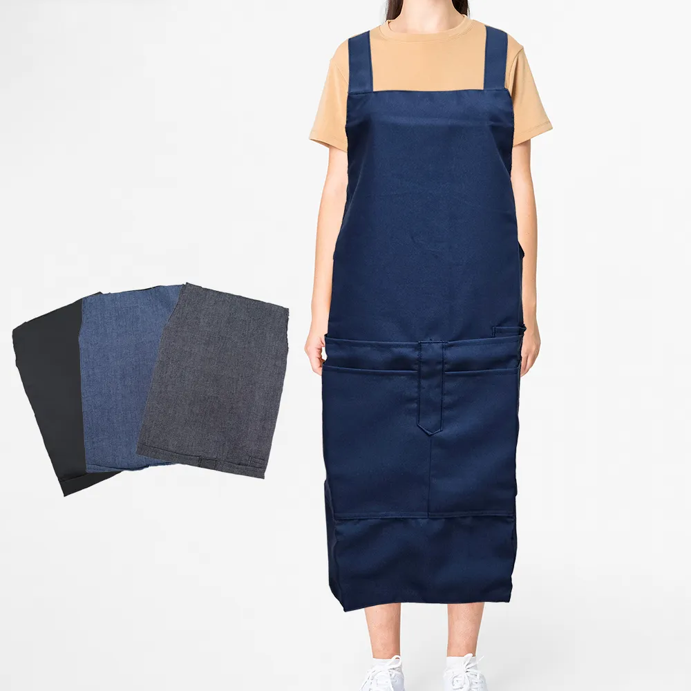 素色五口袋加大圍裙-71x81cm-牛仔藍 歷史價格詳細信息
