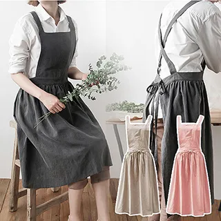 棉麻圍裙三件套家用女士廚房做飯帽咖啡奶茶店飯廳頭巾可定製LOGO 歷史價格詳細信息