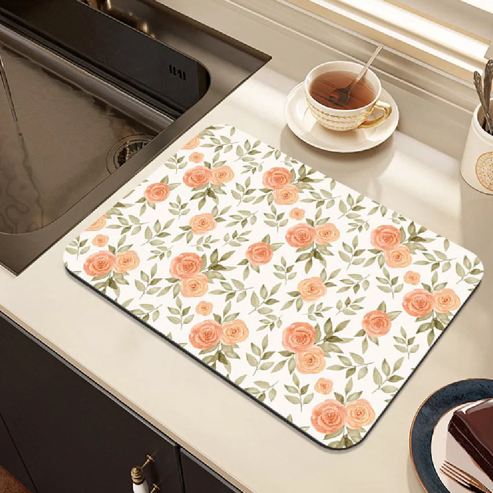 【帕斯特收納生活】軟硅藻泥瀝水墊 花語30*40cm 居家臥室 快速吸水 書桌 檯面餐墊 歷史價格詳細信息