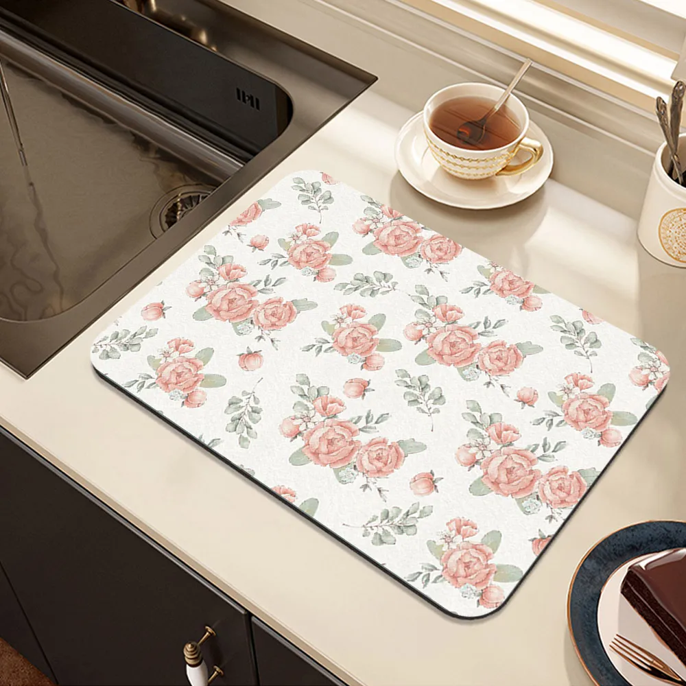 【帕斯特收納生活】軟硅藻泥瀝水墊 花語30*40cm 居家臥室 快速吸水 書桌 檯面餐墊 歷史價格詳細信息