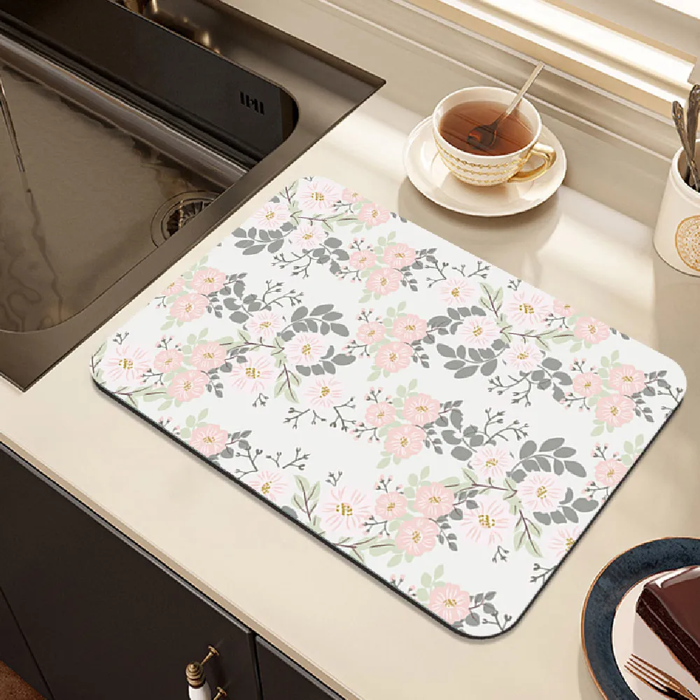 【帕斯特收納生活】軟硅藻泥瀝水墊 花語30*40cm 居家臥室 快速吸水 書桌 檯面餐墊 歷史價格詳細信息