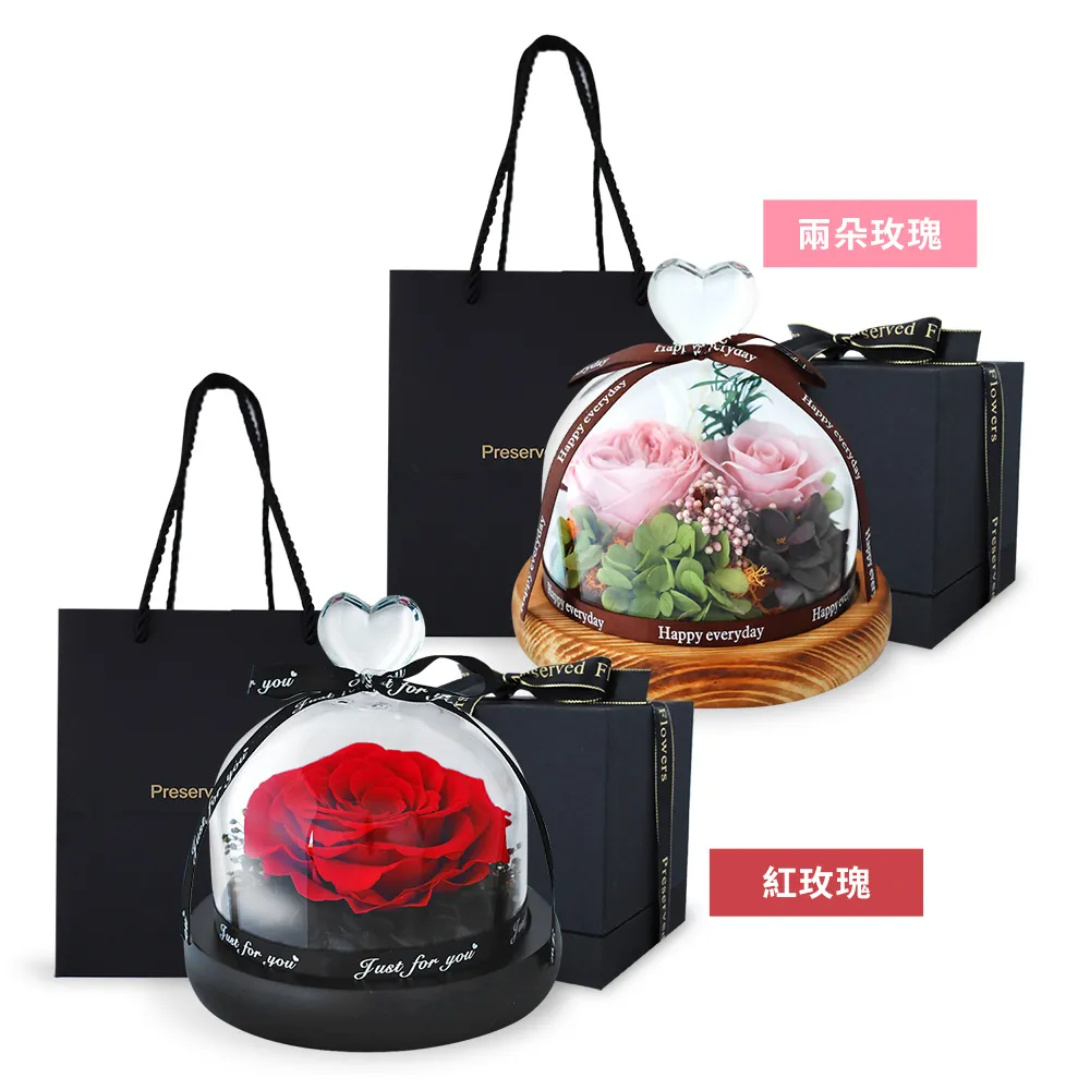 永生花永生花禮盒玻璃罩擺件情人節送女友閨蜜媽媽老師畢業生日禮物玫瑰-雙喜生活館 歷史價格詳細信息