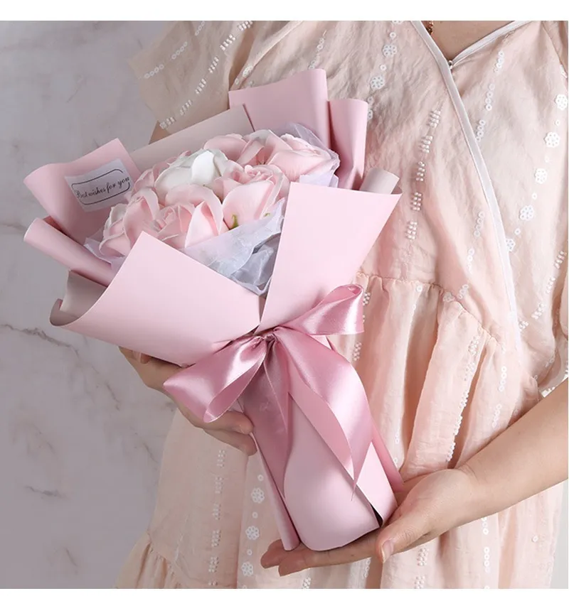 玫瑰香皂花束 不凋花 捧花 畢業 送禮 情人節 母親節 粉白款 歷史價格詳細信息