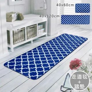 【范登伯格】柔軟壓抗止滑走道墊 床邊毯-藍色鐵藝(40x120cm) 歷史價格詳細信息