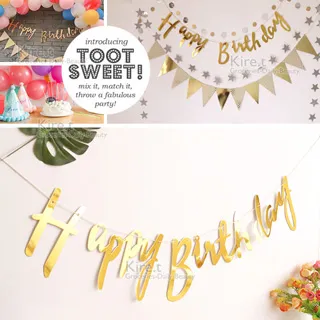 派對佈置 北歐 燙金波浪紋 銀色三角旗 拉旗-贈壽星皇冠帽kiret 歷史價格詳細信息