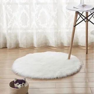 仿澳洲羊毛長毛絨方形椅墊坐墊沙發墊地毯地墊50*50cm-白 歷史價格詳細信息