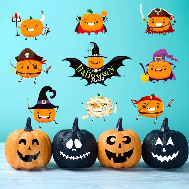 無痕設計防水壁貼 萬聖節 南瓜 蝙蝠 魔法 巫師 6073 歷史價格詳細信息