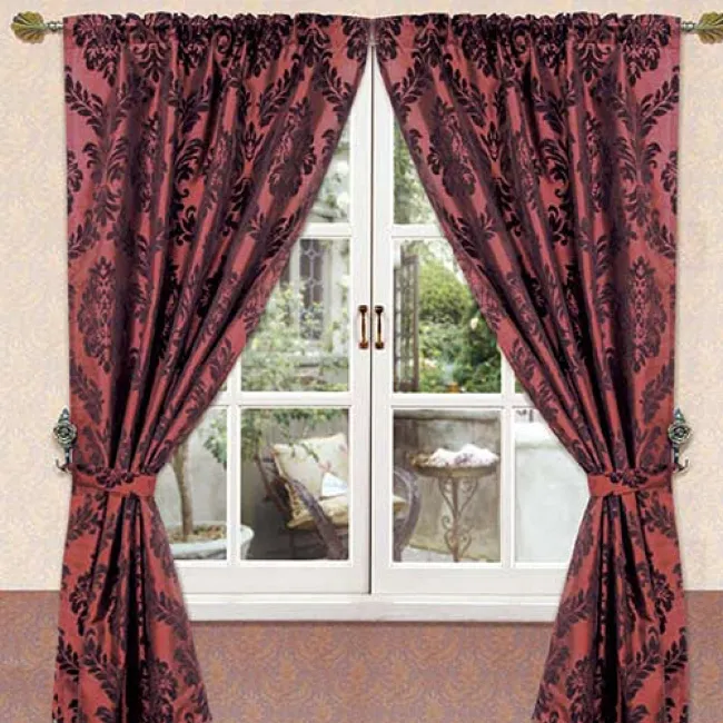 《尊爵》植絨絲光穿掛兩用落地窗簾(酒紅)(290x210cm) 歷史價格詳細信息