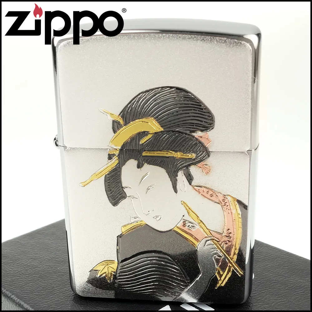 【ZIPPO】日系~傳統藝術-武士刀圖案電鑄板貼片加工打火機 歷史價格詳細信息