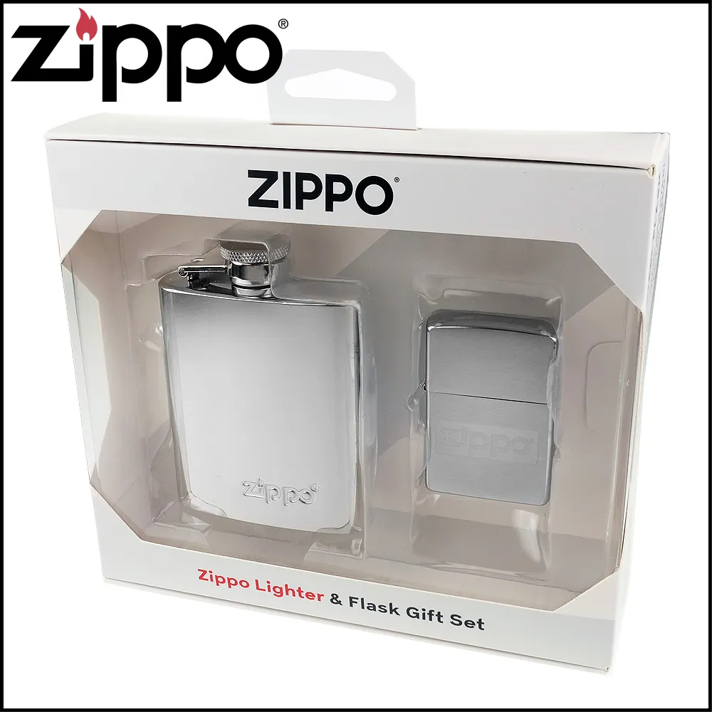 【Zippo】美系~光澤蝕刻Logo打火機+酒壺套組 歷史價格詳細信息