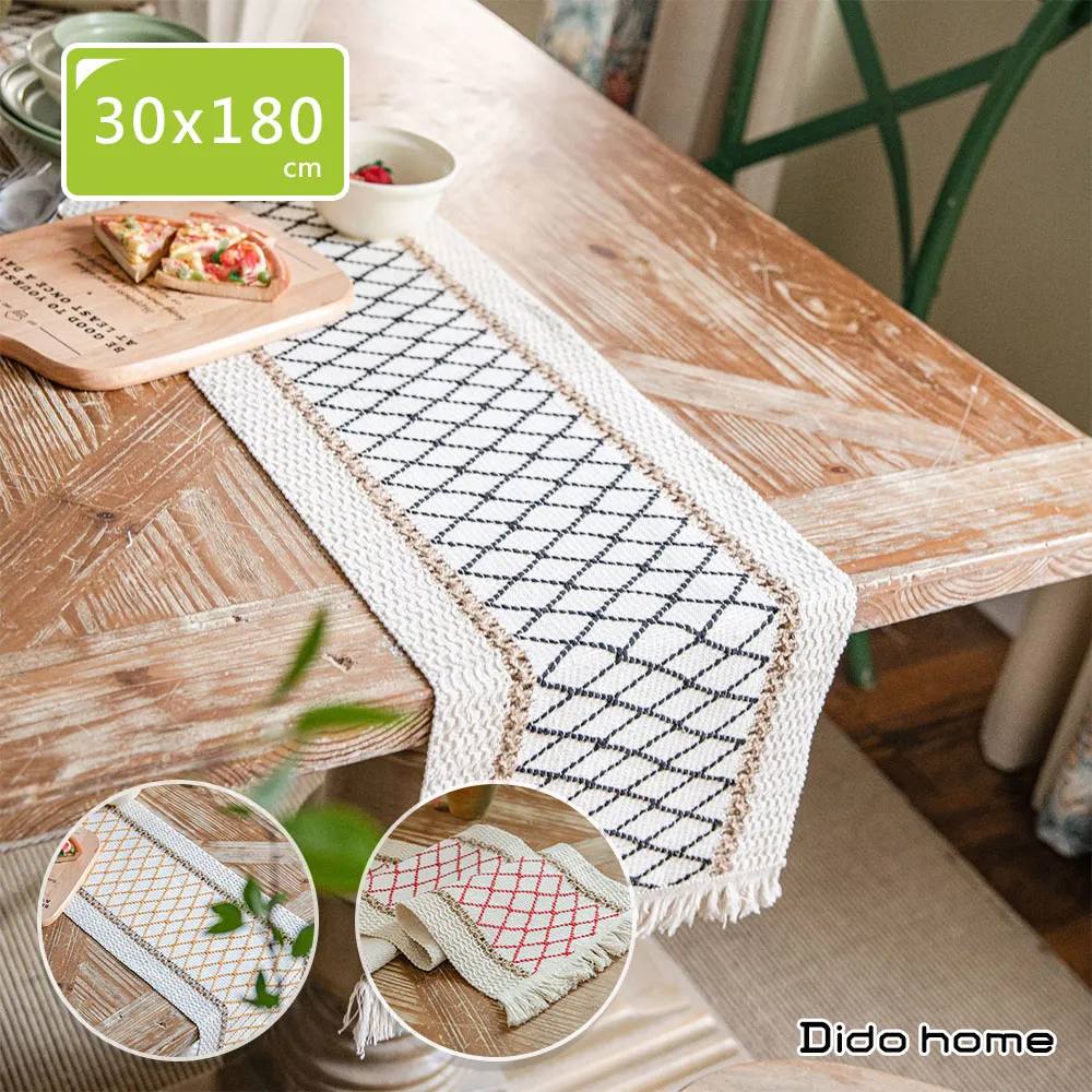【Dido home】北歐風格 棉麻編織長桌巾桌旗 裝飾桌布-交錯(HM164) 歷史價格詳細信息
