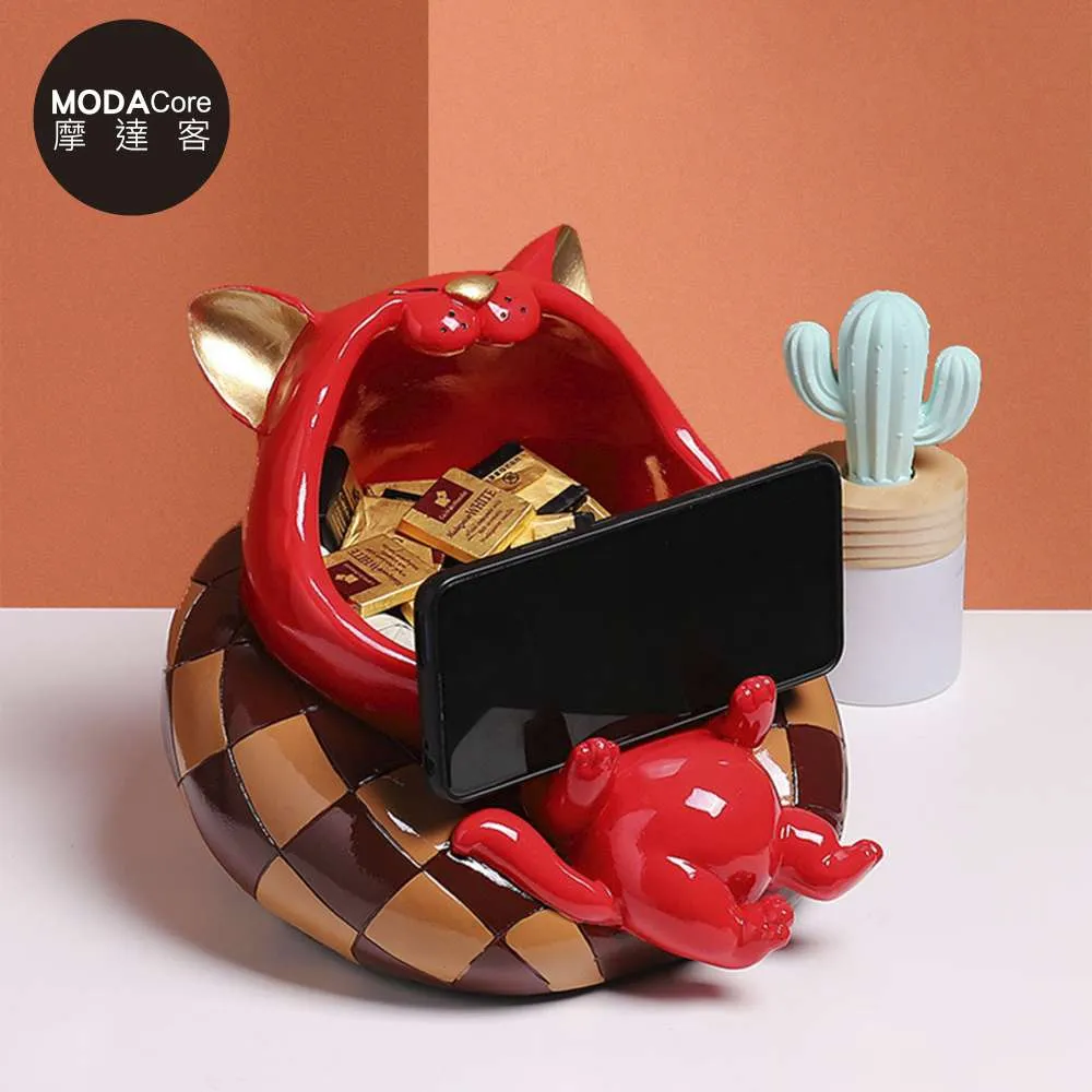 【摩達客】春節-紅色金運福來招財貓密封罐-聚寶盆收納開運擺飾(贈坐墊) 歷史價格詳細信息