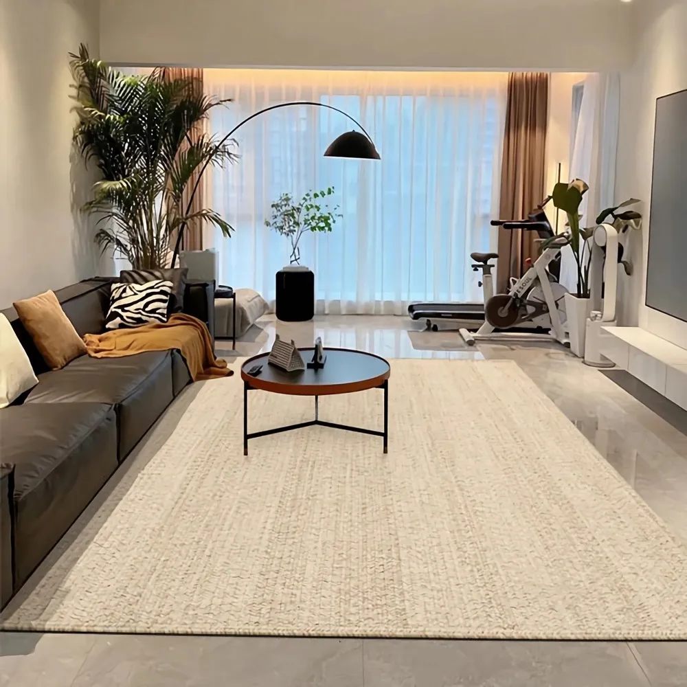 羊毛編織地毯客廳臥室床邊毯北歐簡約百搭純色大面積滿鋪無膠定製 歷史價格詳細信息