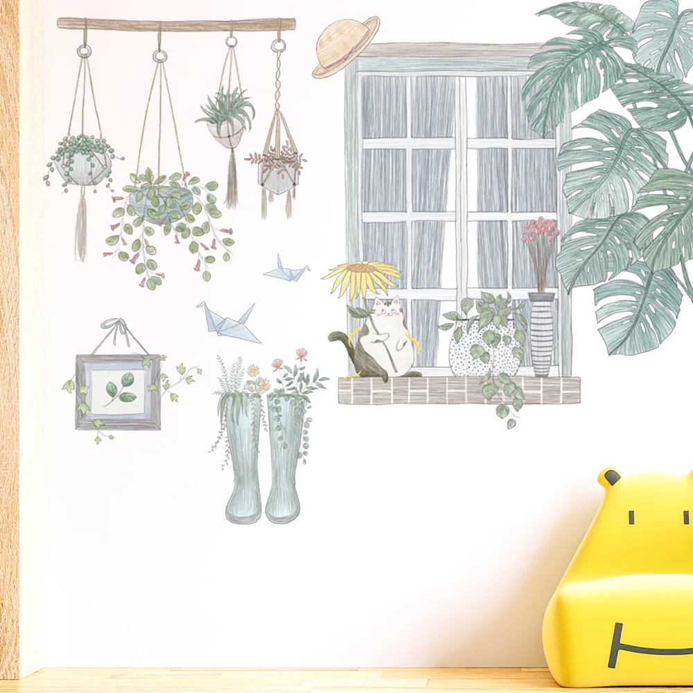 【半島良品】 DIY無痕創意牆貼/壁貼-綠樹小貓 歷史價格詳細信息