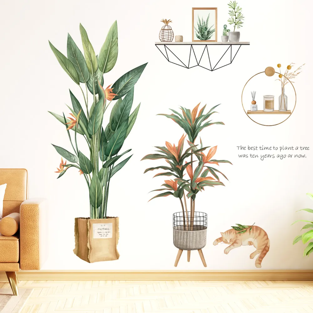 【半島良品】 DIY無痕創意牆貼/壁貼-綠樹小貓 歷史價格詳細信息