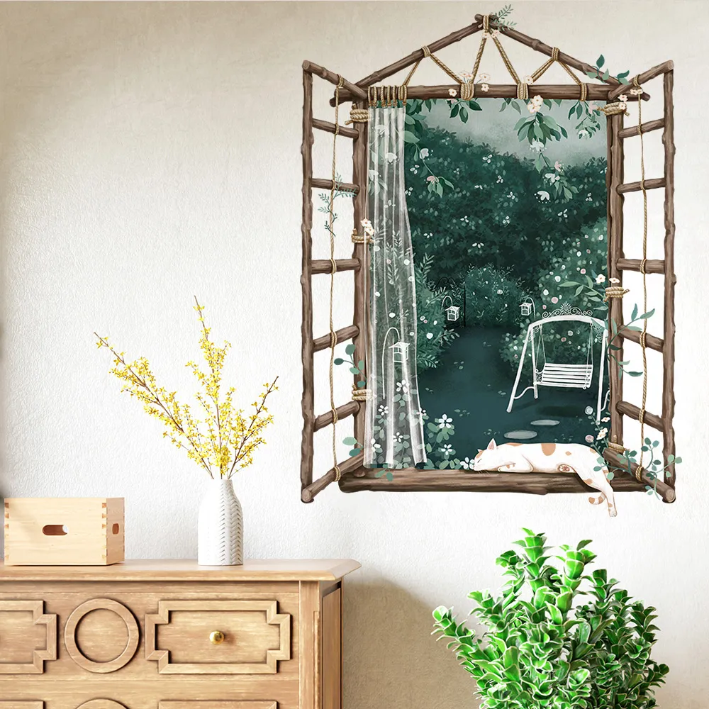 【半島良品】 DIY無痕創意牆貼/壁貼-綠樹小貓 歷史價格詳細信息