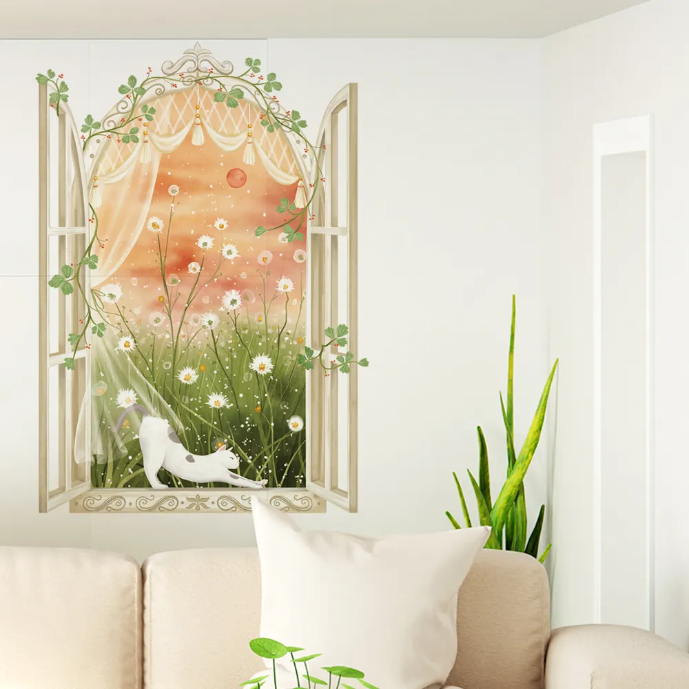 【半島良品】 DIY無痕創意牆貼/壁貼-綠樹小貓 歷史價格詳細信息