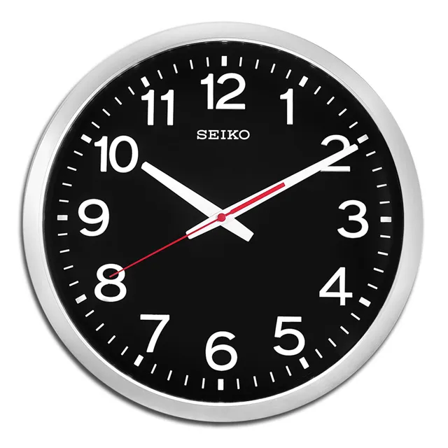 SEIKO 精工 / 35cm 極簡風格 立體數字 滑動式秒針 靜音掛鐘 - 黑x銀框 ＃QXA732S 歷史價格詳細信息