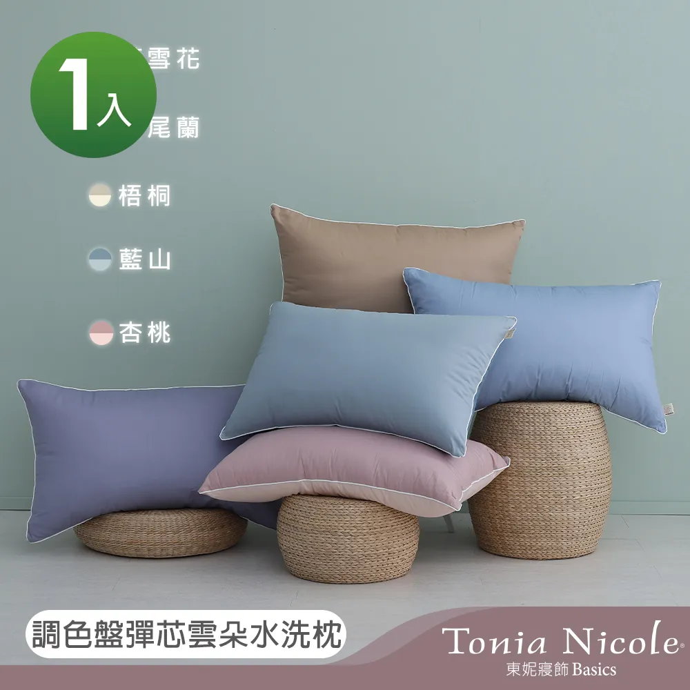 【Tonia Nicole 東妮寢飾】調色盤雲朵水洗枕2入+防水透氣枕套保潔墊2入 歷史價格詳細信息