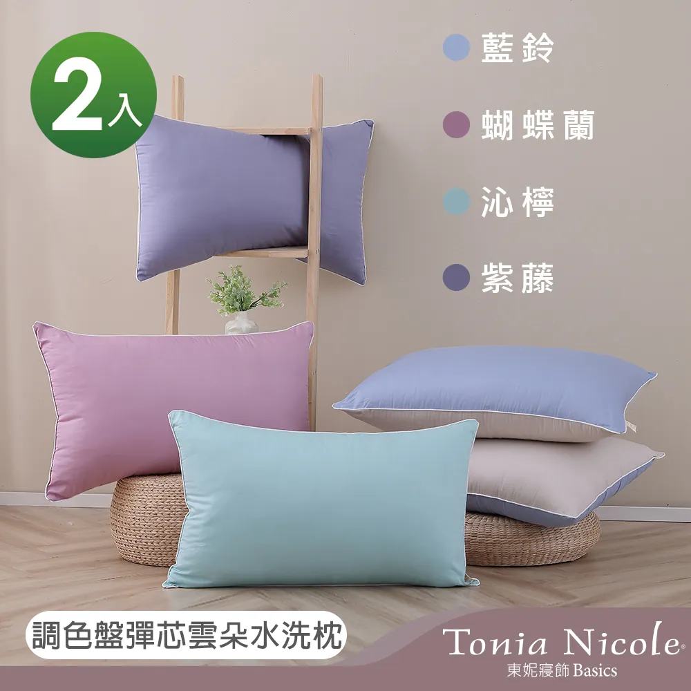 【Tonia Nicole 東妮寢飾】調色盤雲朵水洗枕2入+防水透氣枕套保潔墊2入 歷史價格詳細信息