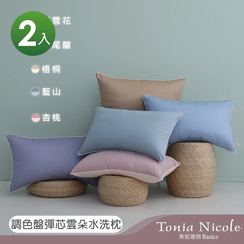 【Tonia Nicole 東妮寢飾】調色盤雲朵水洗枕2入+防水透氣枕套保潔墊2入 歷史價格詳細信息