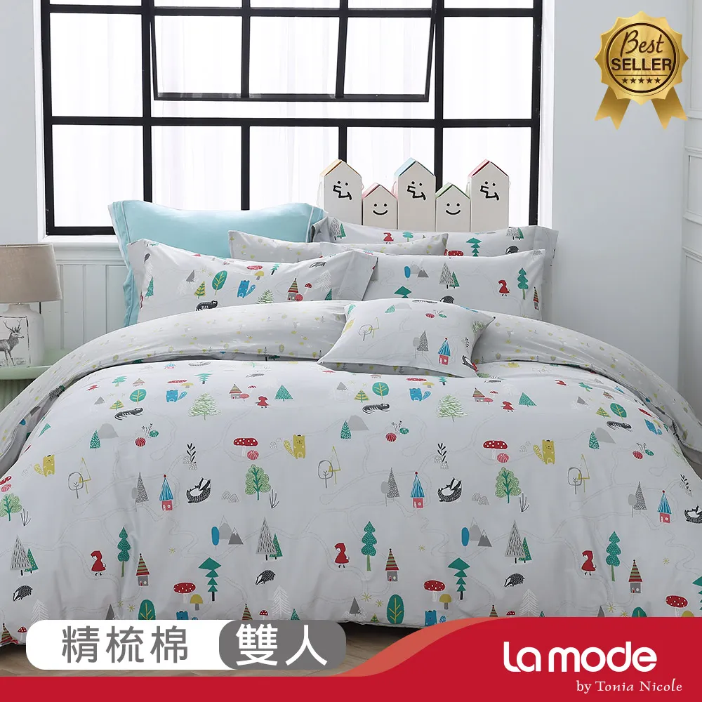 【La Mode寢飾】來趣夢森林環保印染100%精梳棉兩用被床包組(雙人) 歷史價格詳細信息