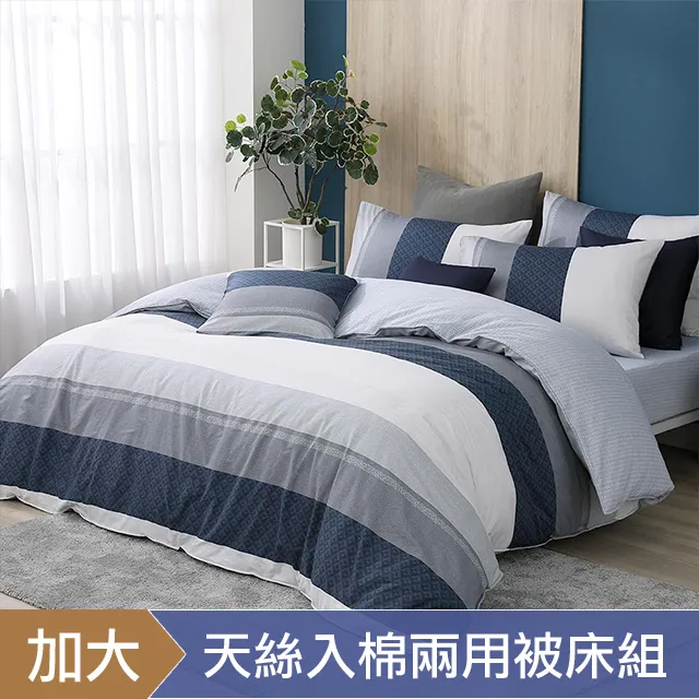 HOYACASA 加大四件式純棉兩用被床包組(天絲入棉30%)-多款任選 歷史價格詳細信息