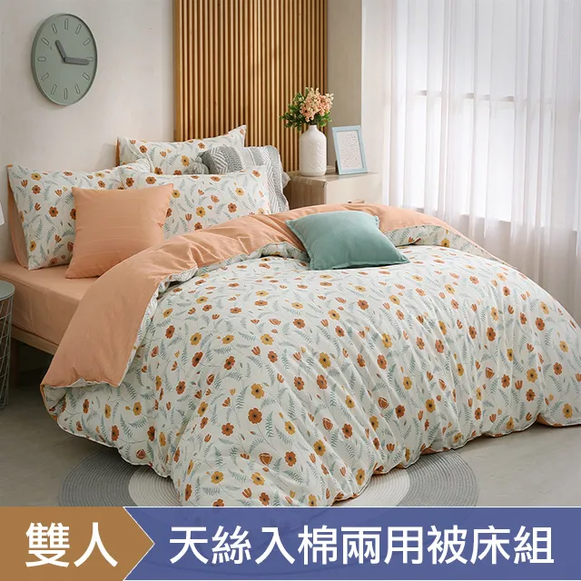 《HOYACASA 日光蔓薏》純棉兩用被床包組-天絲入棉30%(雙人/加大) 歷史價格詳細信息