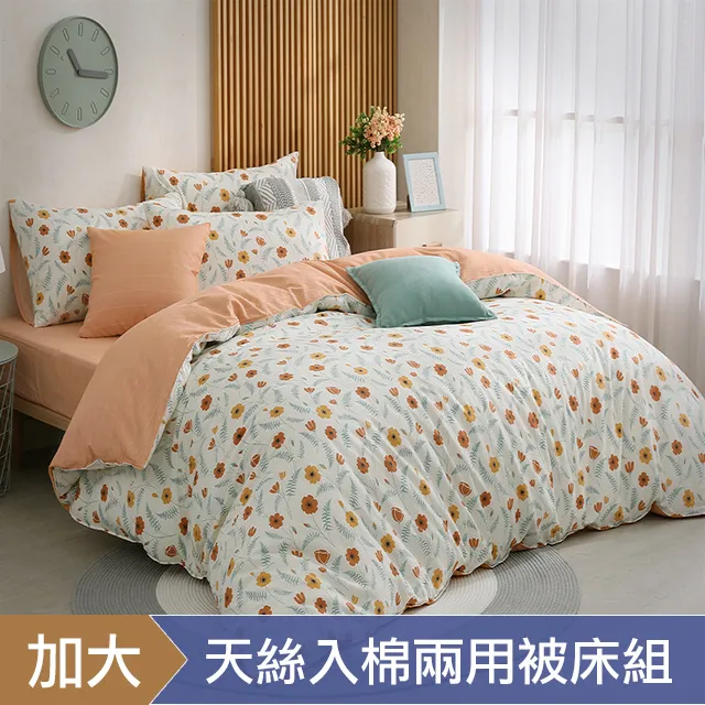 《HOYACASA 日光蔓薏》純棉兩用被床包組-天絲入棉30%(雙人/加大) 歷史價格詳細信息