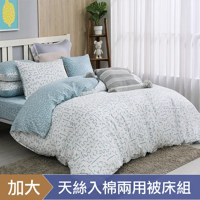 HOYACASA 加大四件式純棉兩用被床包組(天絲入棉30%)-多款任選 歷史價格詳細信息