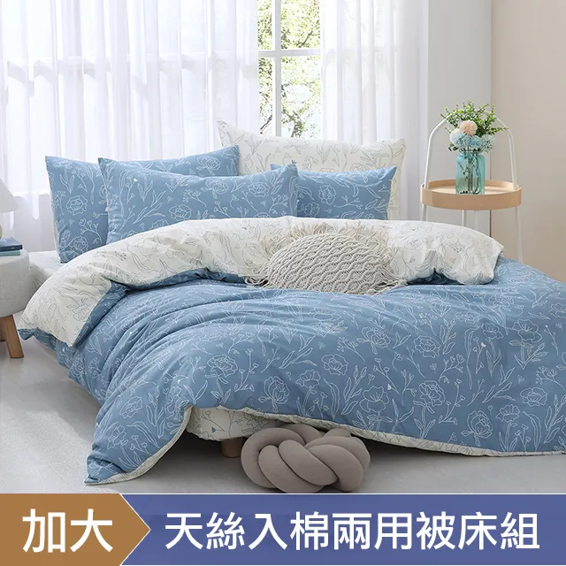 HOYACASA 加大四件式純棉兩用被床包組(天絲入棉30%)-多款任選 歷史價格詳細信息