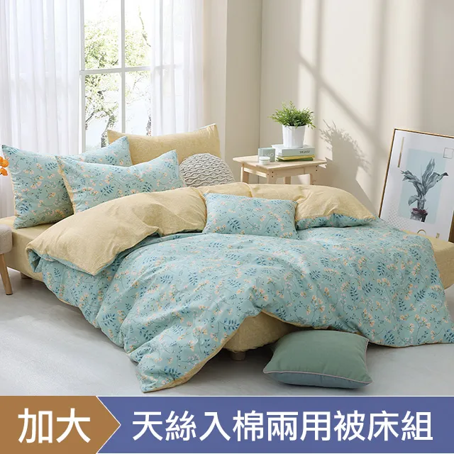 HOYACASA 加大四件式純棉兩用被床包組(天絲入棉30%)-多款任選 歷史價格詳細信息