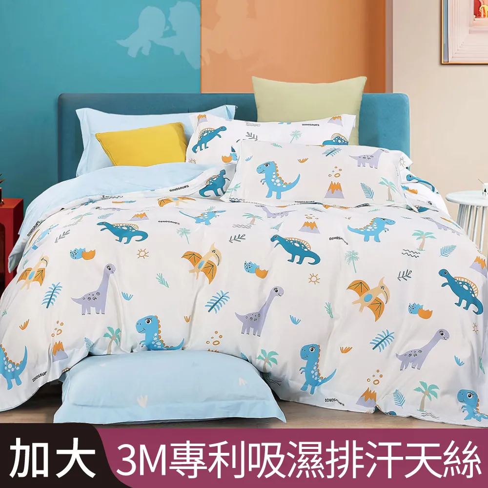 【Betrise偵探恐龍】雙人-3M專利天絲吸濕排汗四件式兩用被床包組-採用3M專利吸濕排汗藥劑 歷史價格詳細信息