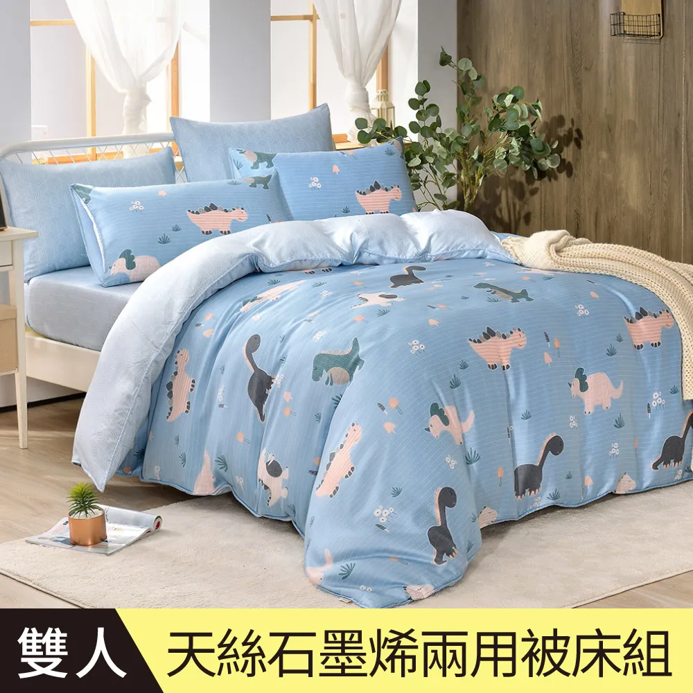 【Betrise海洋恐龍】雙人 C量能系列 100%奧地利天絲™光淬石墨烯四件式兩用被床包組 歷史價格詳細信息