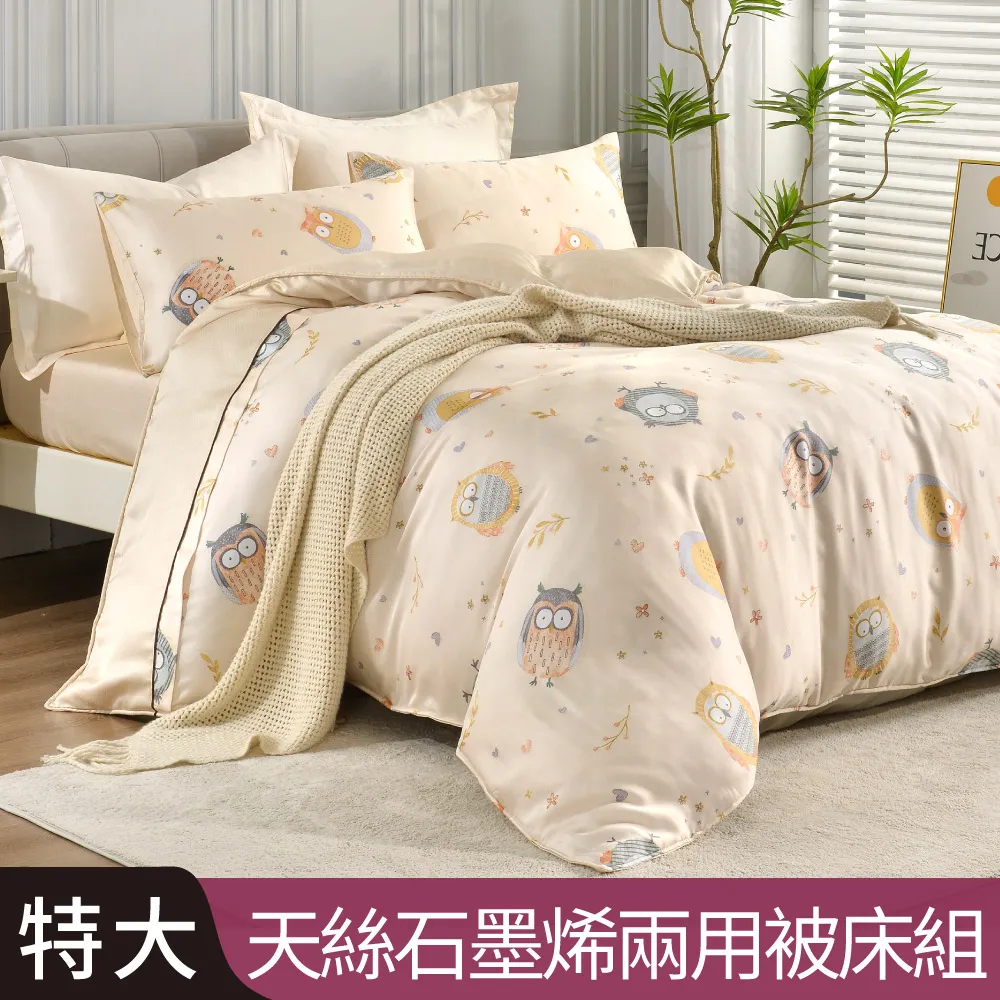 【Betrise俏皮貓頭鷹】C量能系列 單人/雙人/加大/特大 100%奧地利天絲™光淬石墨烯四件式兩用被床包組 可超取 歷史價格詳細信息