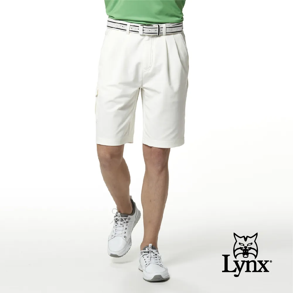 【Lynx Golf】男款彈性舒適基本款後袋蓋設計雙折休閒短褲(三色) 歷史價格詳細信息