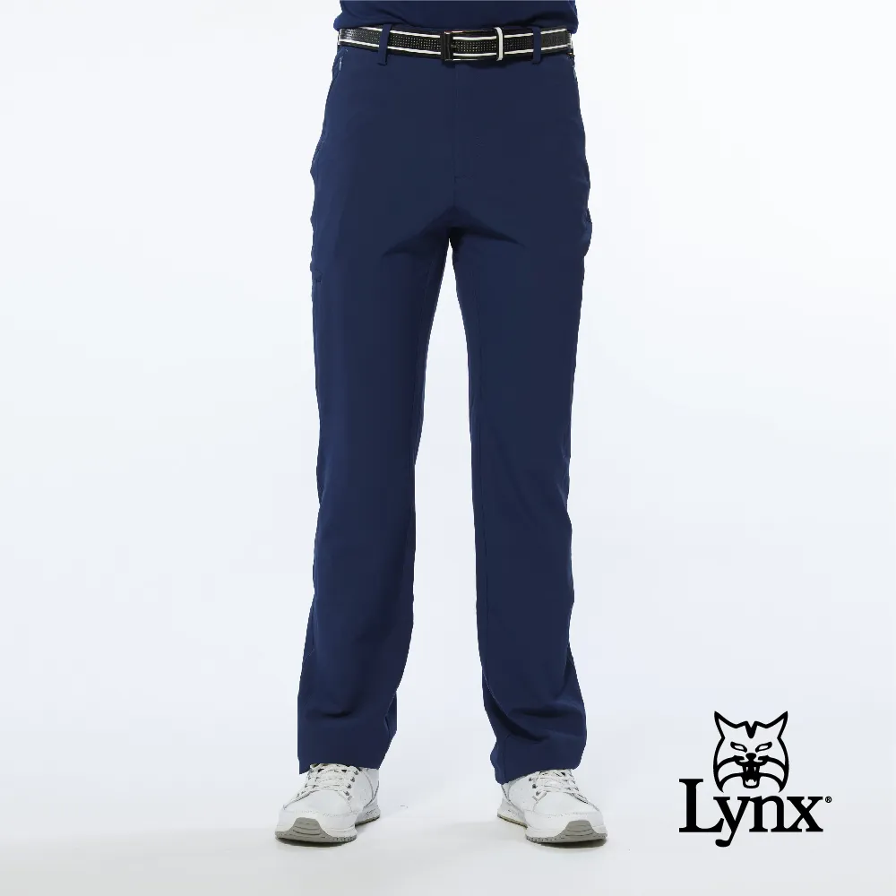 【Lynx Golf】男款潑水功能素面腰間特殊織帶造型設計平口微窄管休閒長褲(灰色) 歷史價格詳細信息