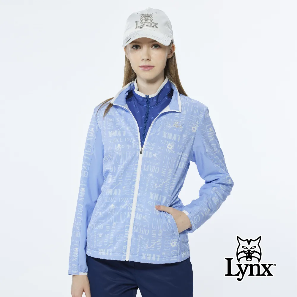 【Lynx Golf】女款吸排功能TRICOT刷毛Lynx字樣印花長袖外套(藍色) 歷史價格詳細信息