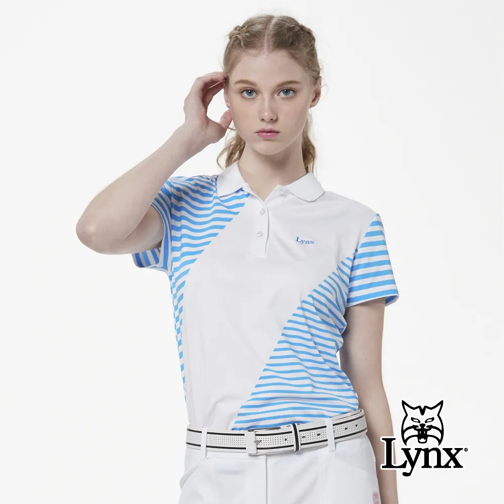 【Lynx Golf】女款吸汗速乾條紋配布公主線剪接短袖POLO衫(二色) 歷史價格詳細信息