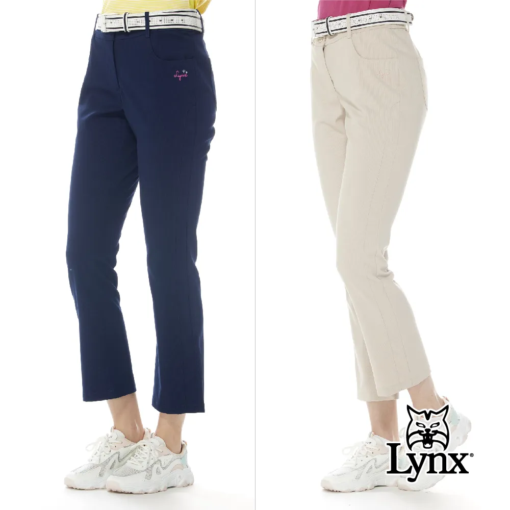 【Lynx Golf】女款彈性舒適立體條紋後袋精美壓線設計靴型九分褲(二色) 歷史價格詳細信息