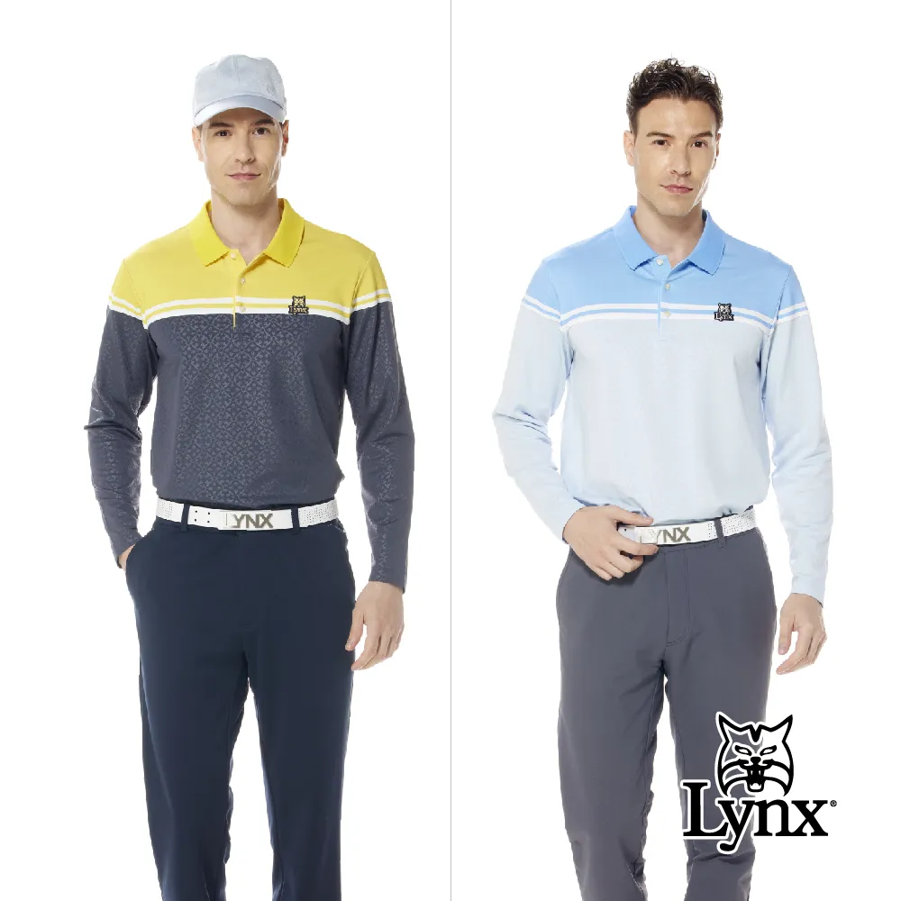 【Lynx Golf】男款保暖舒適雙面立體組織材質配布剪裁設計胸袋款長袖POLO衫(三色) 歷史價格詳細信息