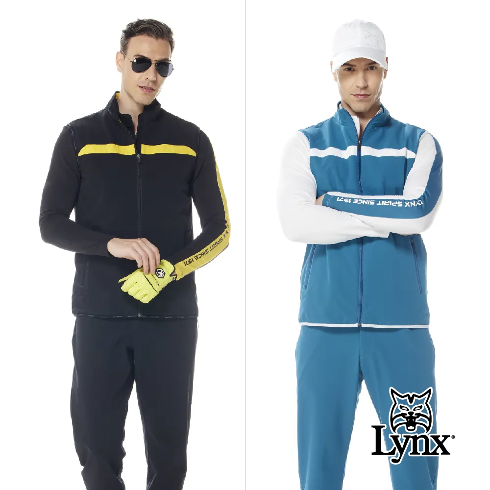 【Lynx Golf】男款防潑水保暖刷毛LOGO織帶設計異材質剪裁隱形拉鍊胸袋款無袖背心(二色) 歷史價格詳細信息