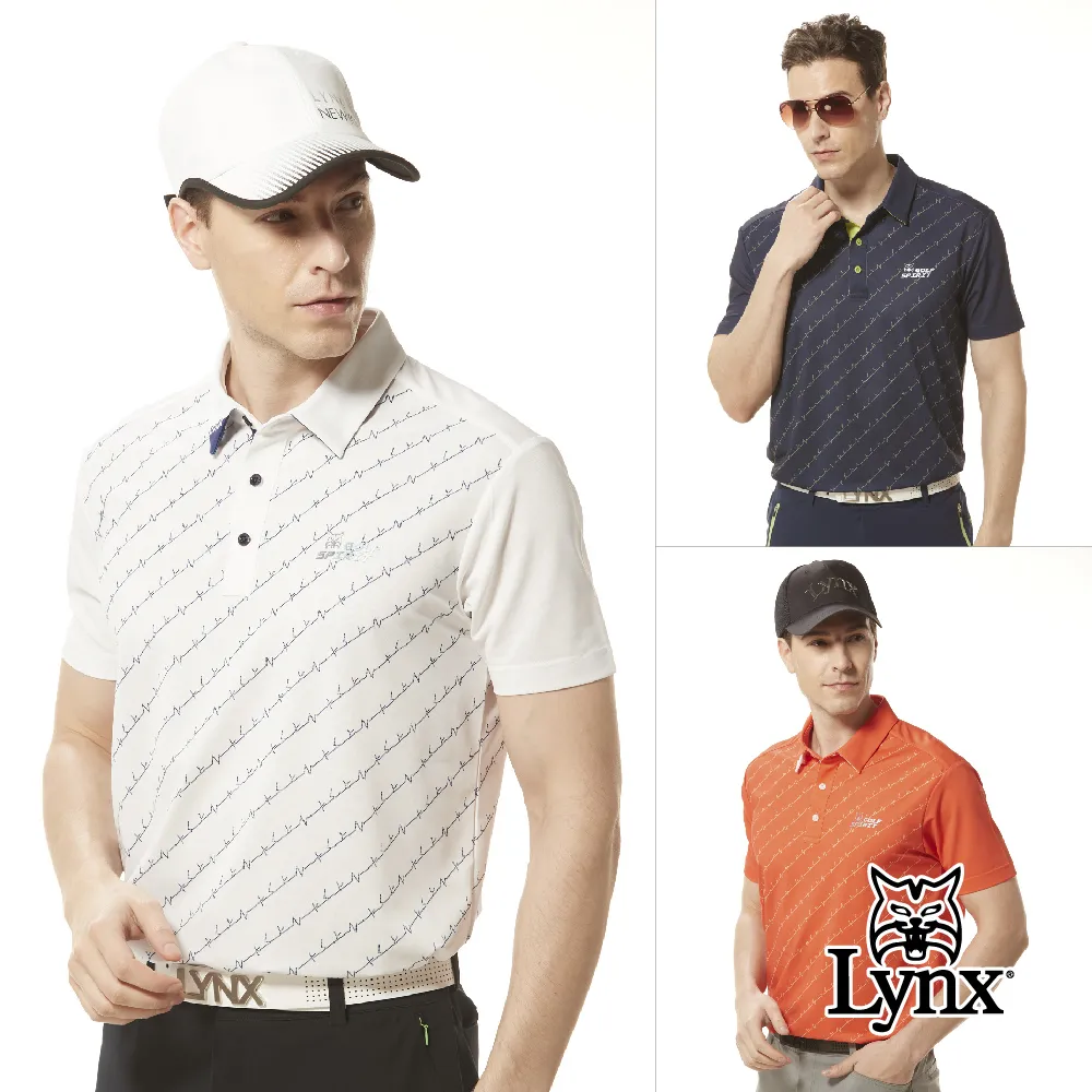 【Lynx Golf】男款吸排抗UV機能易溶紗材質右肩印花設計短袖立領POLO衫/高爾夫球衫(二色) 歷史價格詳細信息