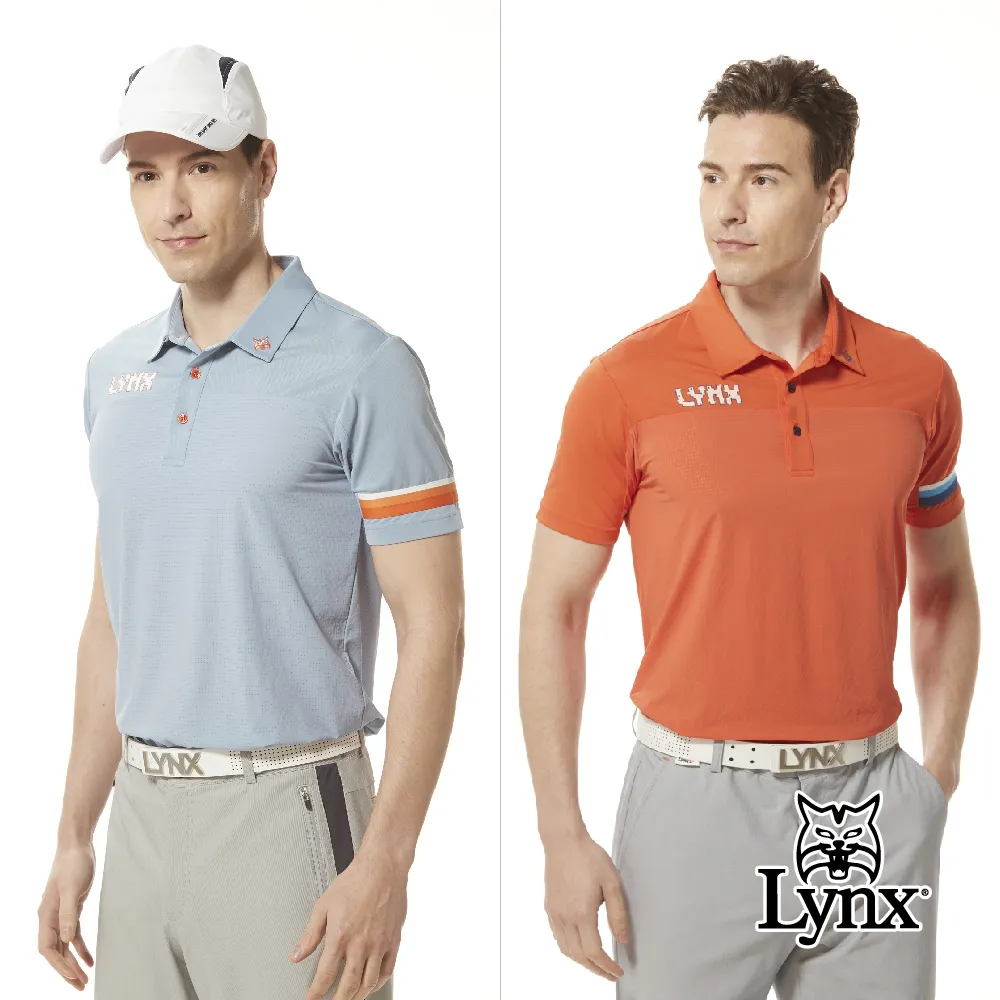 【Lynx Golf】男款吸排抗UV機能易溶紗材質右肩印花設計短袖立領POLO衫/高爾夫球衫(二色) 歷史價格詳細信息
