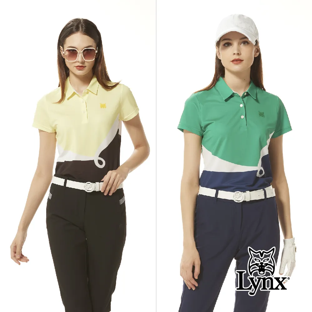 【Lynx Golf】女款合身版吸排抗UV翻領設計半身星芒印花長袖POLO衫/高爾夫球衫(二色) 歷史價格詳細信息