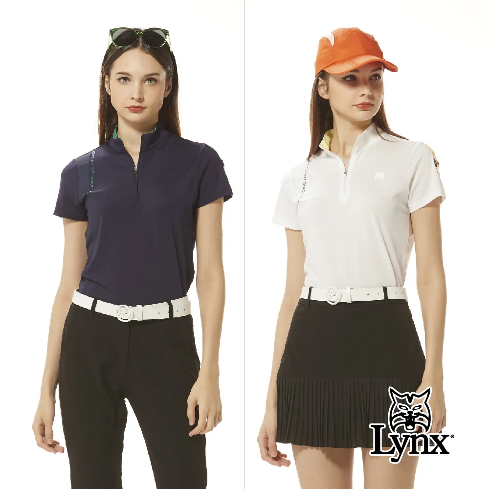 【Lynx Golf】女款合身版吸排抗UV翻領設計半身星芒印花長袖POLO衫/高爾夫球衫(二色) 歷史價格詳細信息