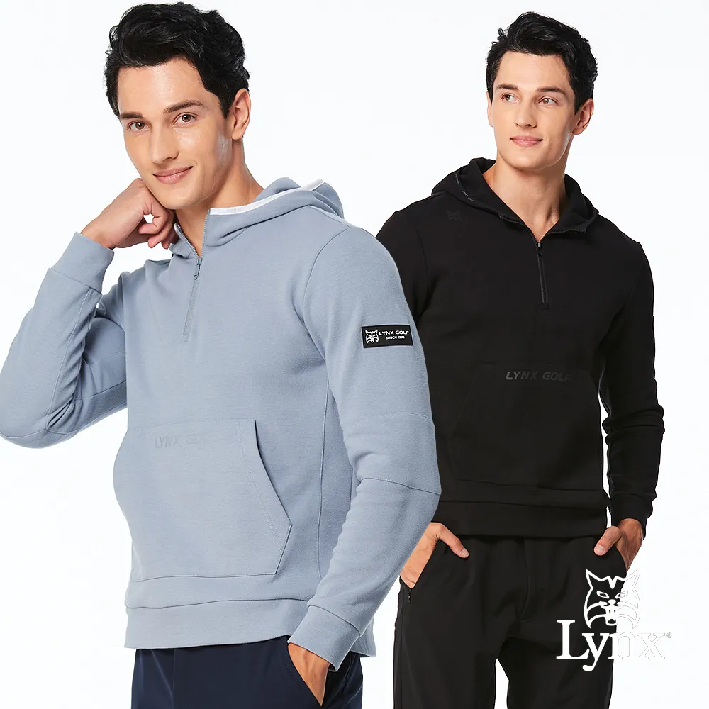 【Lynx Golf】男款合身版保暖舒適上下異色設計領口羅紋剪接變色膠印長袖立領POLO衫(二色) 歷史價格詳細信息